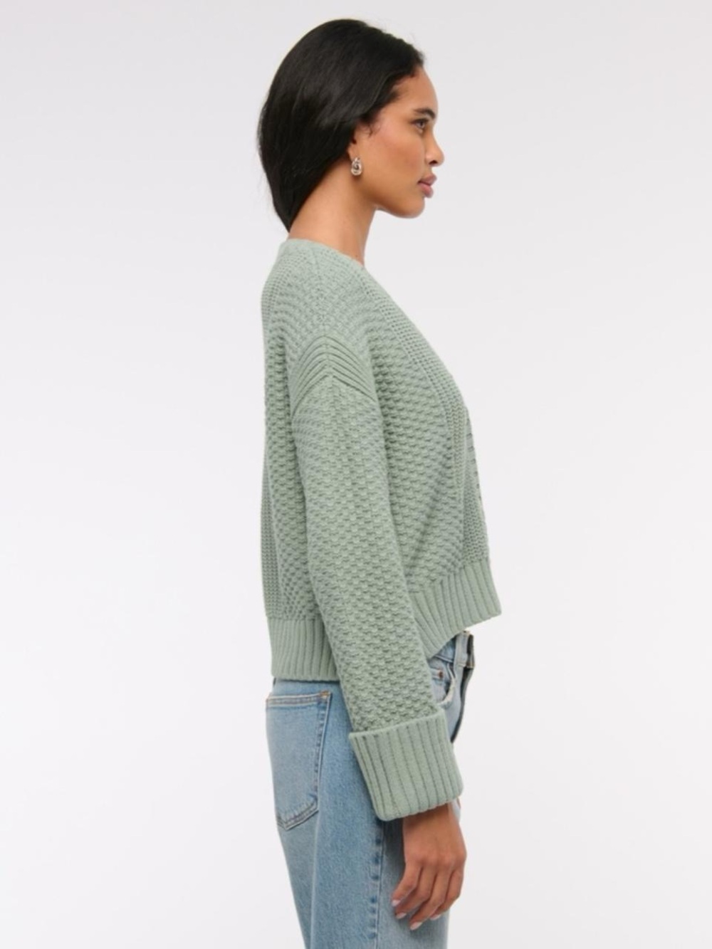 A&F Cotton Blend Seed Stitch Cardigan in Green - Medium - Picture 8 of 8